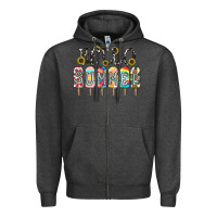 Charcoal Heather name vibrant summer greeting with popsicles Zipper Hoodie - CowhideDigitalArt