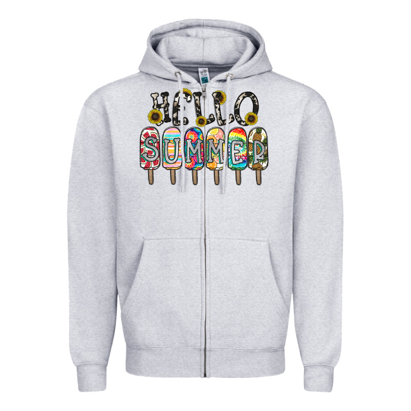 Name Vibrant Summer Greeting With Popsicles Zipper Hoodie by CowhideDigitalArt | Teevron