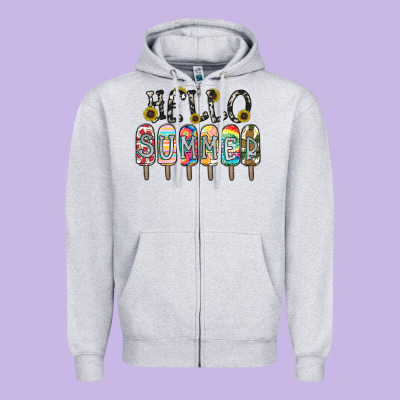Name Vibrant Summer Greeting With Popsicles Zipper Hoodie Designed By Cowhidedigitalart