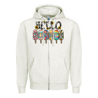 Oatmeal Heather name vibrant summer greeting with popsicles Zipper Hoodie - CowhideDigitalArt