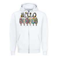 White name vibrant summer greeting with popsicles Zipper Hoodie - CowhideDigitalArt