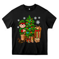 Black Christmas Elf With Gift Heavy Core Tee - BundleAndBundleShop