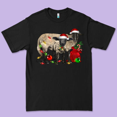 Christmas Suffolk Sheep And Baby Suffolk Sheep Premium Tee Designed By Lillyallendesigns
