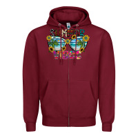Burgundy Summer Vibes Zipper Hoodie - CowhideDigitalArt