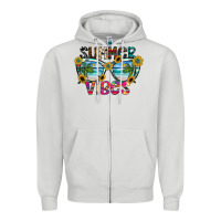 Dove Grey Summer Vibes Zipper Hoodie - CowhideDigitalArt