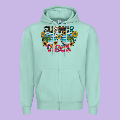 Summer Vibes Zipper Hoodie Designed By Cowhidedigitalart