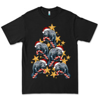 Black Christmas Tree With Manatee Premium Tee - LillyAllenDesigns