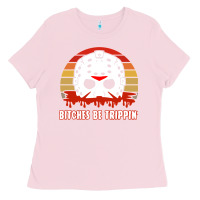 Bubblegum Pink Halloween Bitches Be Trippin Jason Mask Ladies Tee - lanVoArt