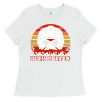 White Halloween Bitches Be Trippin Jason Mask Ladies Tee - lanVoArt