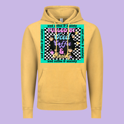 Fueled By ıced Coffee And Anxiety Vintage Hoodie Designed By Tumblerdesignbyshophia