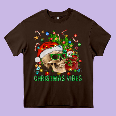 Christmas Vibes Heavy Core Tee Designed By Bundleandbundleshop