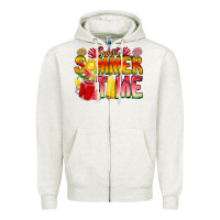 Oatmeal Heather Sweet Summer Time Zipper Hoodie - CowhideDigitalArt