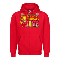 Red Sweet Summer Time Zipper Hoodie - CowhideDigitalArt