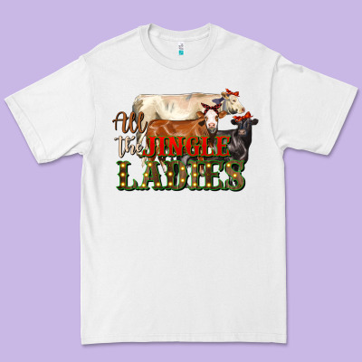 All The Jingle Ladies Christmas Cows Premium Tee Designed By Lillyallendesigns