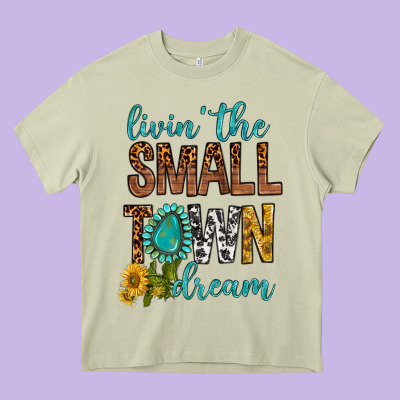 Living The Small Town Dream Heavy Core Tee Designed By Bundleandbundleshop
