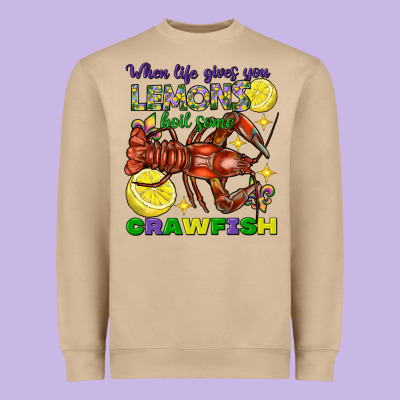 When Life Gives You Lemons Boil Some Crawfish Mardi Gras Heavyweight Sweatshirt Designed By Fadigitalartstudio