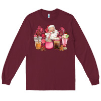Burgundy pink christmas pink tree santa coffe cups Long Sleeve Tee - CowGirlArtShop