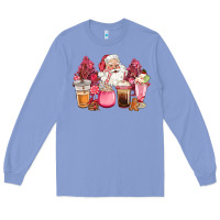 Colony Blue pink christmas pink tree santa coffe cups Long Sleeve Tee - CowGirlArtShop