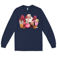 Navy pink christmas pink tree santa coffe cups Long Sleeve Tee - CowGirlArtShop