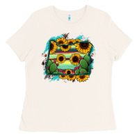 Bone Oregon Map Sunflower Cactus Serape Ladies Tee - RanaPortraitStore