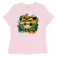 Bubblegum Pink Oregon Map Sunflower Cactus Serape Ladies Tee - RanaPortraitStore