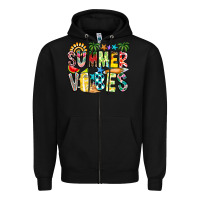 Black Summer Vibes Zipper Hoodie - CowhideDigitalArt
