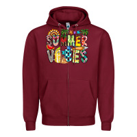 Burgundy Summer Vibes Zipper Hoodie - CowhideDigitalArt