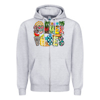 Heather Grey Summer Vibes Zipper Hoodie - CowhideDigitalArt