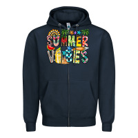 Navy Summer Vibes Zipper Hoodie - CowhideDigitalArt