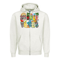 Oatmeal Heather Summer Vibes Zipper Hoodie - CowhideDigitalArt