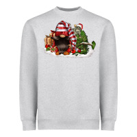 Heather Grey christmas gnome and tree Heavyweight Sweatshirt - FaDigitalArtStudio