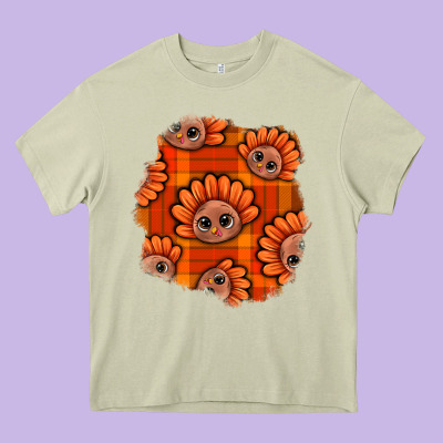 Thanksgiving Turkey With Tartan Patch Heavy Core Tee Designed By Bundleandbundleshop