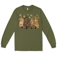 Army Green merry christmas leopard trees Long Sleeve Tee - CowGirlArtShop