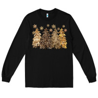 Black merry christmas leopard trees Long Sleeve Tee - CowGirlArtShop