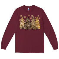 Burgundy merry christmas leopard trees Long Sleeve Tee - CowGirlArtShop