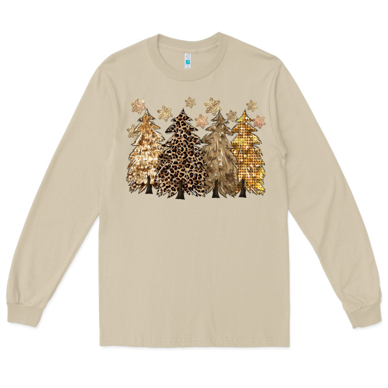 Merry Christmas Leopard Trees Long Sleeve Tee by CowGirlArtShop | Teevron