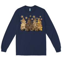 Navy merry christmas leopard trees Long Sleeve Tee - CowGirlArtShop