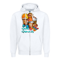 White Sweet Summer Zipper Hoodie - CowhideDigitalArt