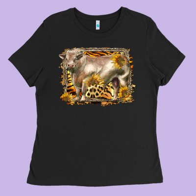 Western Charolais Bull Ladies Tee Designed By Lillyallendesigns