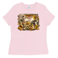 Bubblegum Pink western charolais bull Ladies Tee - LillyAllenDesigns