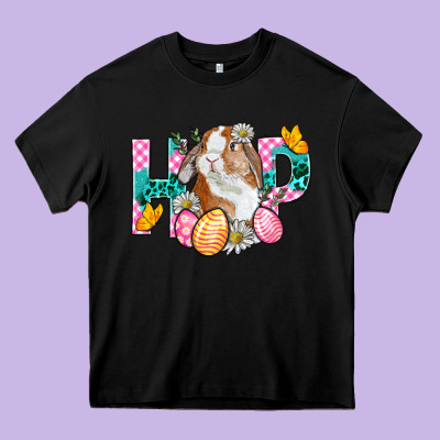 Hop Bunny Easter Heavy Core Tee Designed By Bundleandbundleshop