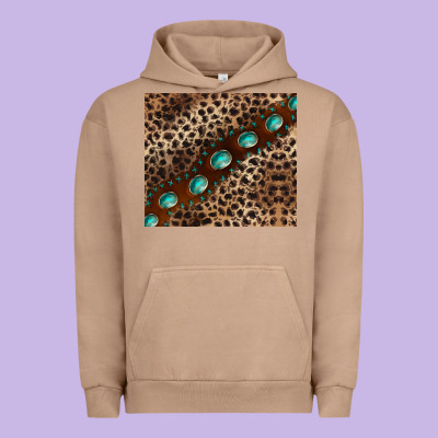 Leopard Gemstone Leather Urban Hoodie Designed By Barkaloodesign
