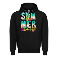 Black Summer Vibes Zipper Hoodie - CowhideDigitalArt