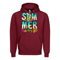 Burgundy Summer Vibes Zipper Hoodie - CowhideDigitalArt
