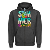 Charcoal Heather Summer Vibes Zipper Hoodie - CowhideDigitalArt