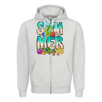 Dove Grey Summer Vibes Zipper Hoodie - CowhideDigitalArt