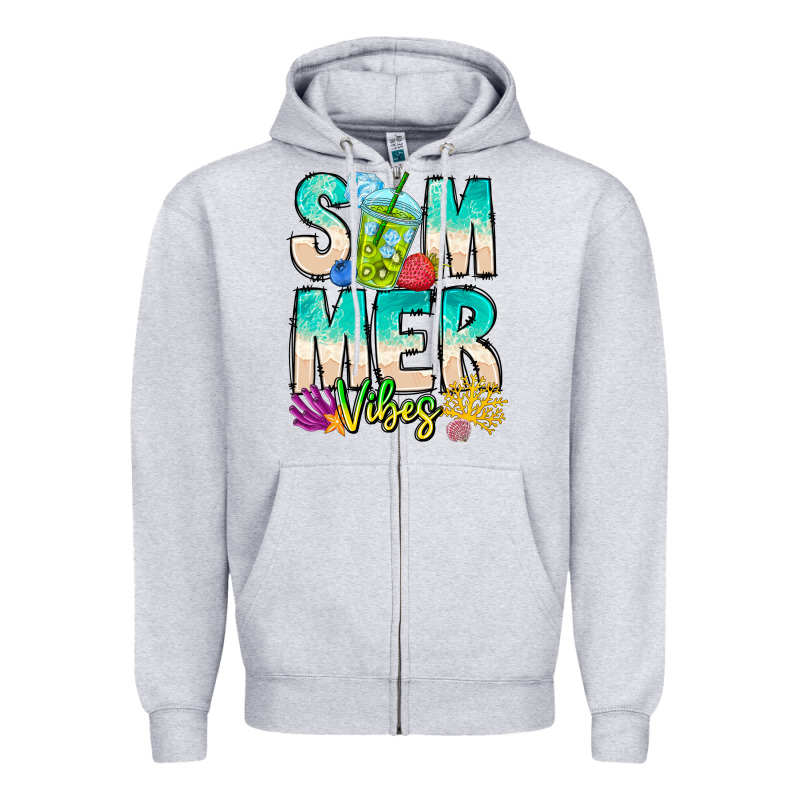 Summer Vibes Zipper Hoodie by CowhideDigitalArt | Teevron