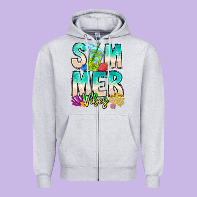 Summer Vibes Zipper Hoodie Designed By Cowhidedigitalart