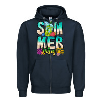 Navy Summer Vibes Zipper Hoodie - CowhideDigitalArt