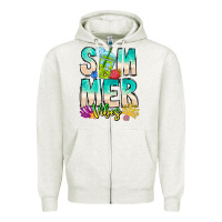 Oatmeal Heather Summer Vibes Zipper Hoodie - CowhideDigitalArt
